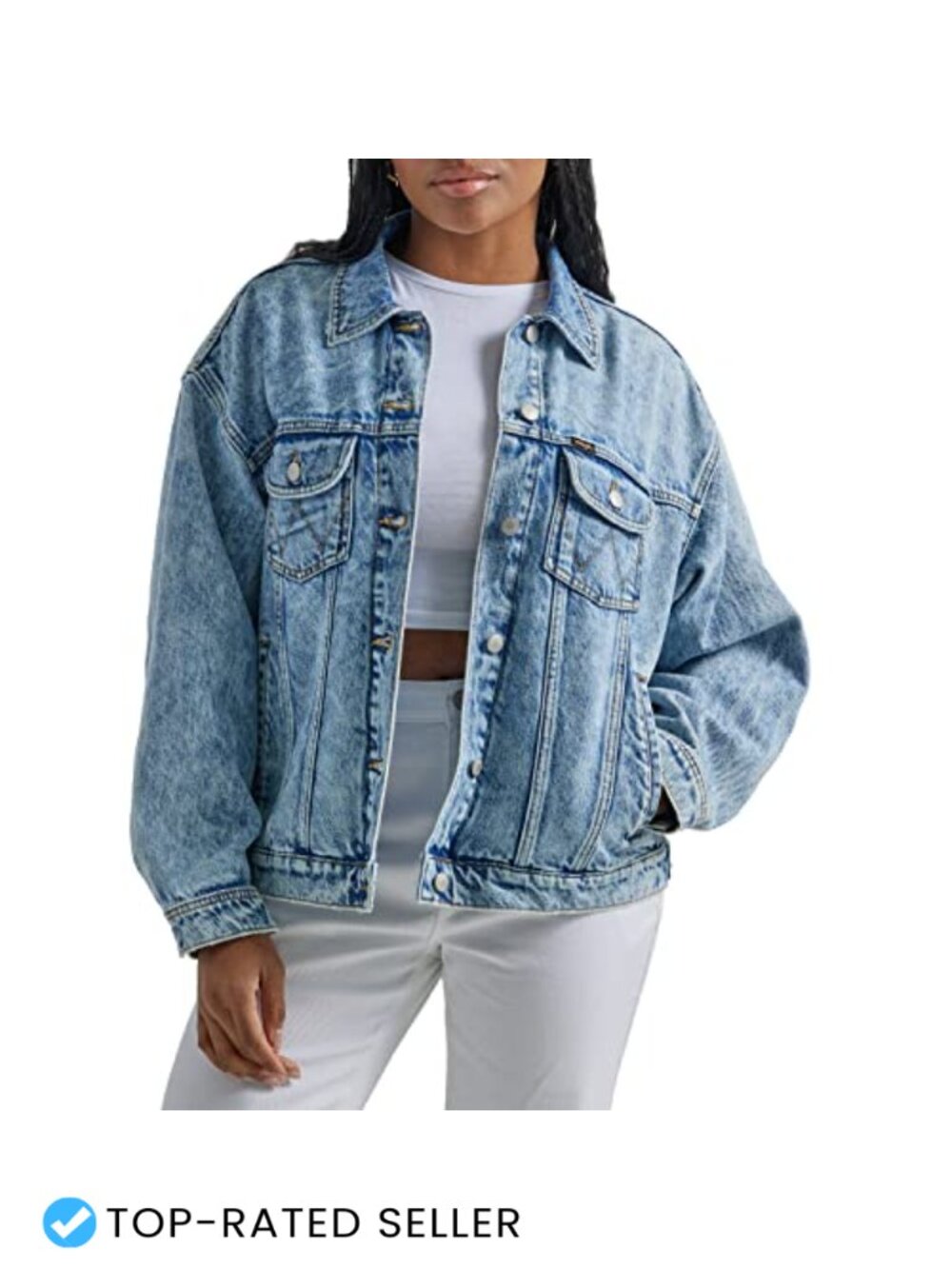 Relaxed Fit Girlfriend Denim Jacket with Pockets